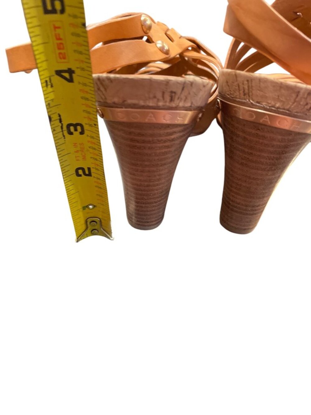 Coach wms brown leather strappy open toe 4" block dress heels sz 9B SKU 10-086 - Picture 9 of 14